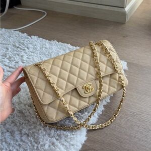 Chanel beige classic caviar flap USED